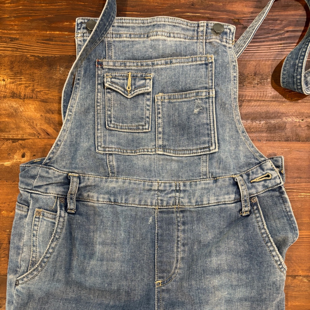 Free People Blue Denim Overalls